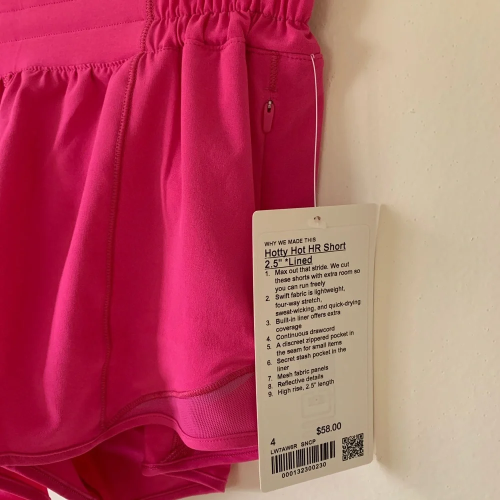 lululemon Hotty Hot HR Lined Short 2.5" Sonic Pink Size 4 New BNWT - Picture 3 of 15